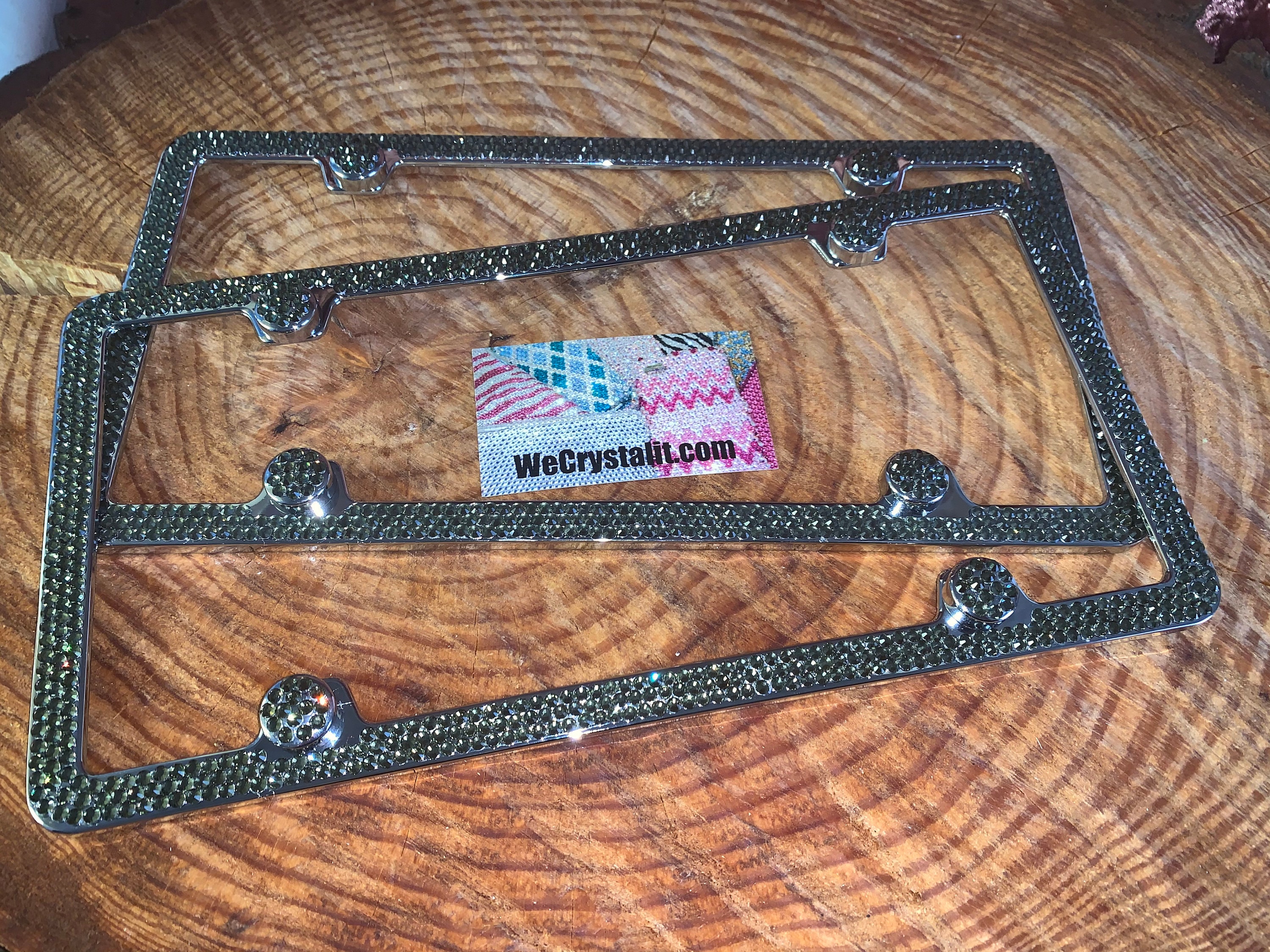 Raiders Las Vegas Crystal Sparkle Auto Bling Rhinestone License Plate Frame  with Swarovski Elements Made by WeCrystalIt