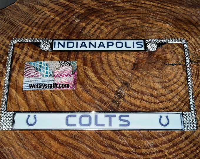 Indianapolis Colts License Crystal Sport Frame Sparkle Auto Bling Rhinestone Plate Frame with Swarovski Elements Made by WeCrystalIt