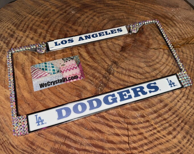 Los Angeles AB Dodgers Blue Frame License Crystal Sport baseball Sparkle Auto Bling Rhinestone Plate with Swarovski Elements Made WeCrys