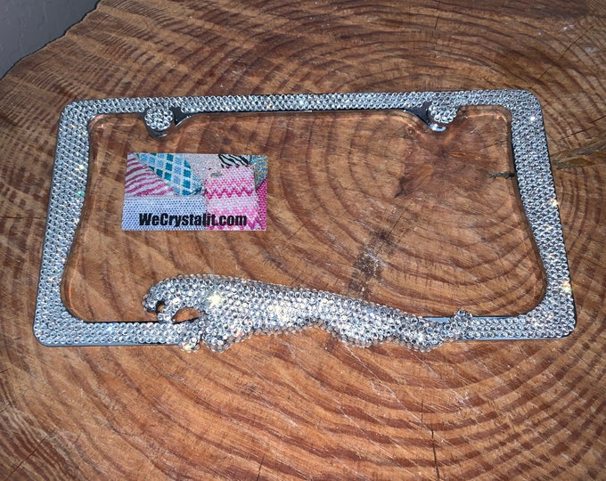 Jaguar Crystal  Sparkle Auto Bling Rhinestone  License Plate Frame with Swarovski Elements Made by WeCrystalIt