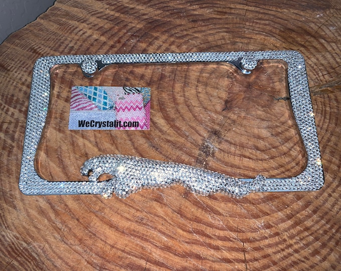 Jaguar Crystal  Sparkle Auto Bling Rhinestone  License Plate Frame with Swarovski Elements Made by WeCrystalIt