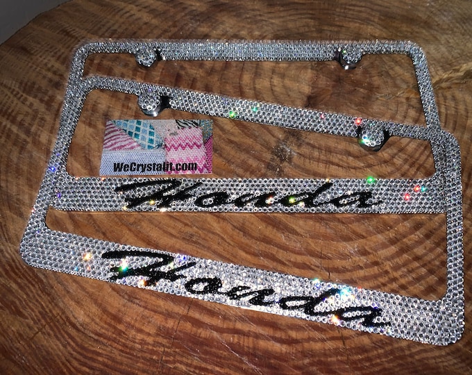 Honda set of 2 Crystal Sparkle Auto Bling Rhinestone  License Plate Frame with Swarovski Elements Made by WeCrystalIt