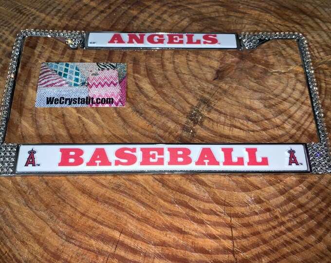 Anaheim Angels License Crystal Baseball Sport  Frame Sparkle Auto Bling Rhinestone  Plate Frame with Swarovski Elements Made by WeCrystalIt