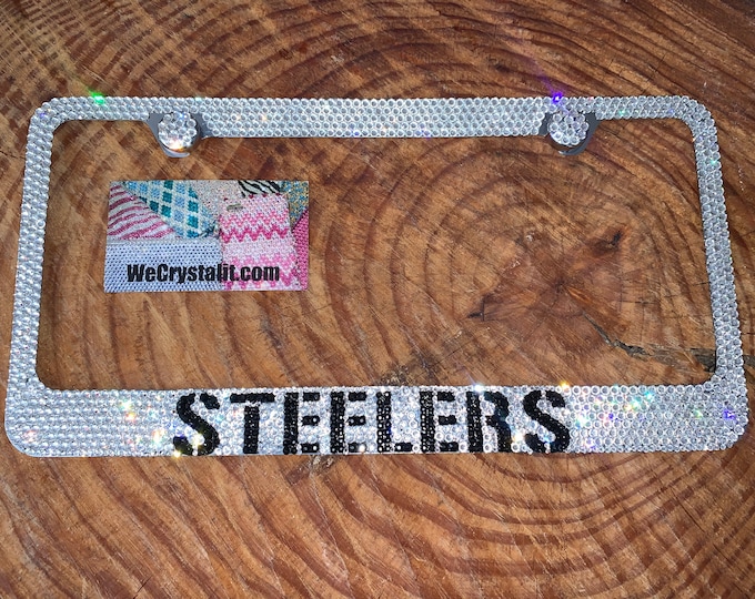 Steelers Crystal Sparkle Auto Bling Rhinestone  License Plate Frame with Swarovski Elements Made by WeCrystalIt