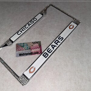 Chicago Bears License Crystal Sport Silver Frame Sparkle Auto Bling Rhinestone Plate Frame with Swarovski Elements Made by WeCrystalIt
