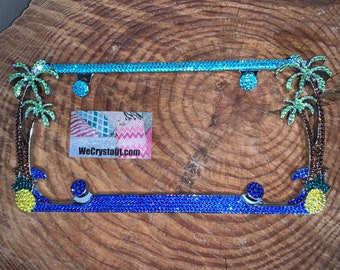 Palm Tree Crystal Sparkle Auto Bling Rhinestone  License Plate Frame with Swarovski Elements Made by WeCrystalIt