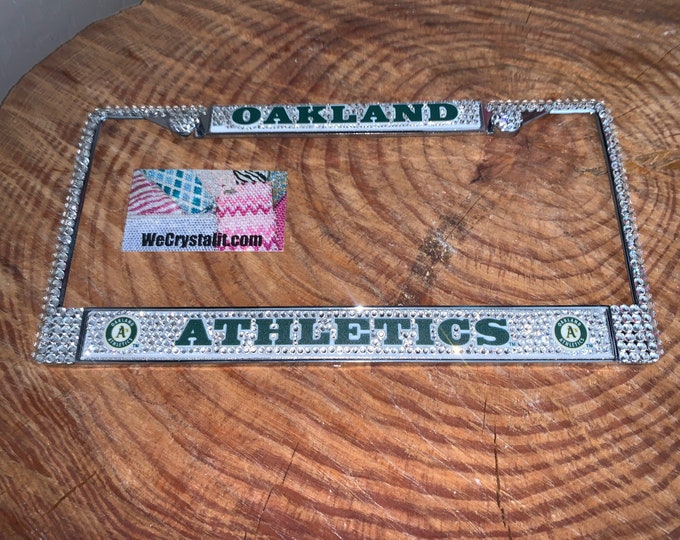 Oakland License Crystal Athletics Baseball Frame Sparkle Auto Bling Rhinestone Plate Frame with Swarovski Elements Made by WeCrystalIt