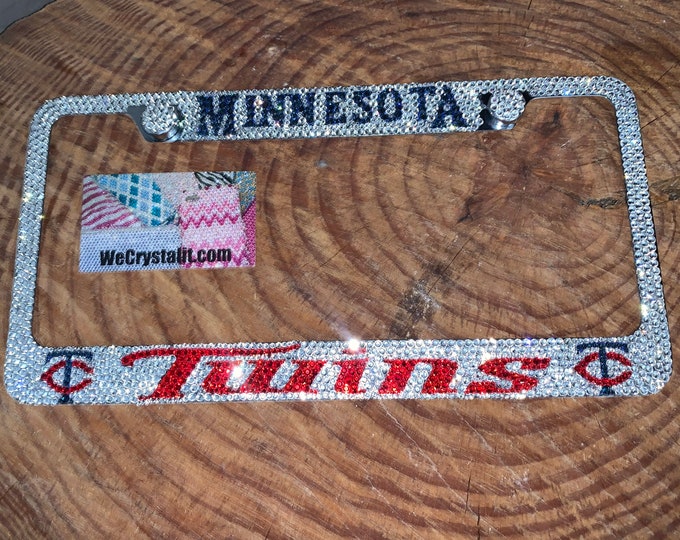 Minnesota Twins License Baseball Crystal Sparkle Auto Bling Rhinestone License Plate Frame with Swarovski Elements by WeCrystalIt