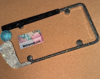 Golf Club Crystal Sparkle Auto Bling Rhinestone License Plate Frame with Swarovski Elements Made by WeCrystalIt