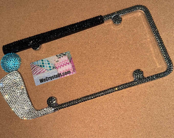 Golf Club Crystal Sparkle Auto Bling Rhinestone License Plate Frame with Swarovski Elements Made by WeCrystalIt