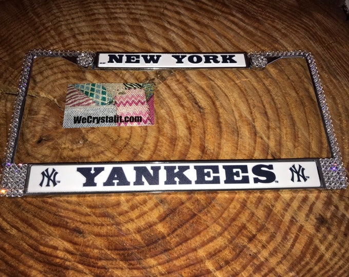New York Yankees License Crystal Sport baseball Frame Sparkle Auto Bling Rhinestone Plate Frame with Swarovski Elements by WeCrystalIt