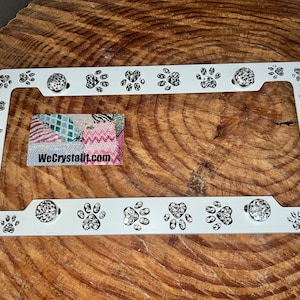 Dog Puppy Paws Crystal Sparkle Auto Bling Rhinestone License Plate Frame with Swarovski Elements Made by WeCrystalIt
