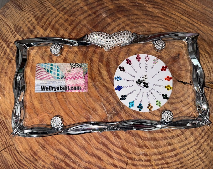 Heart Diamond U pick 19 color Silver Frame Crystal Sparkle Auto Bling Rhinestone License Plate Frame w/ Swarovski Elemnts by WeCrystalIt