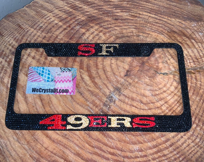 San Francisco 49ers 49 ers Crystal Sparkle Auto Bling Rhinestone License Plate Frame with Swarovski Elements Made by WeCrystalIt