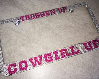 COWGIRL UP Crystal Sparkle Auto Bling Rhinestone  License Plate Frame with Swarovski Elements Made by WeCrystalIt