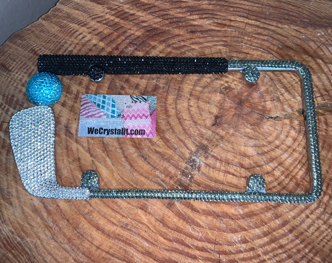 Golf Club Crystal Sparkle Auto Bling Rhinestone License Plate Frame with Swarovski Elements Made by WeCrystalIt