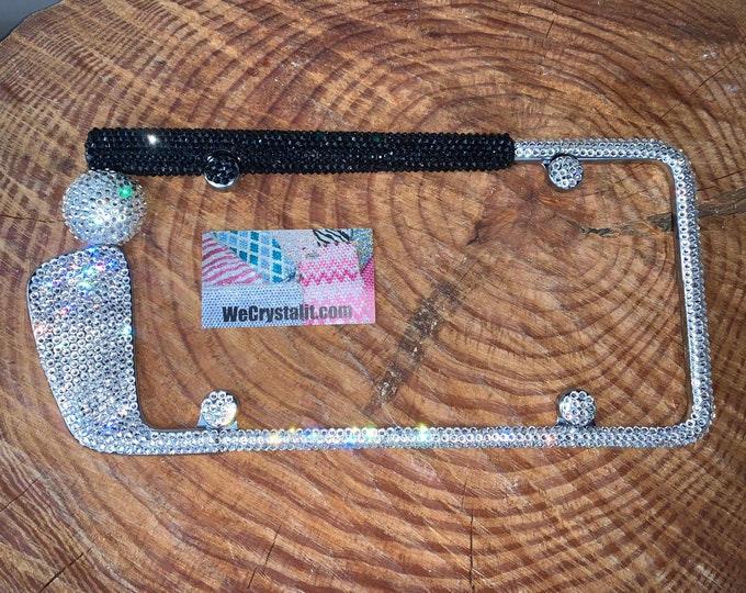 Golf Club Crystal Sparkle Auto Bling Rhinestone License Plate Frame with Swarovski Elements Made by WeCrystalIt