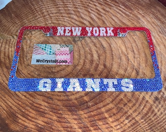 New York Giants Crystal Sparkle Auto Bling Rhinestone License Plate Frame with Swarovski Elements Made by WeCrystalIt