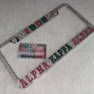 ALPHA KAPPA ALPHA 1908 Crystal Sparkle Auto Bling Rhinestone  License Plate Frame with Swarovski Elements Made by WeCrystalIt