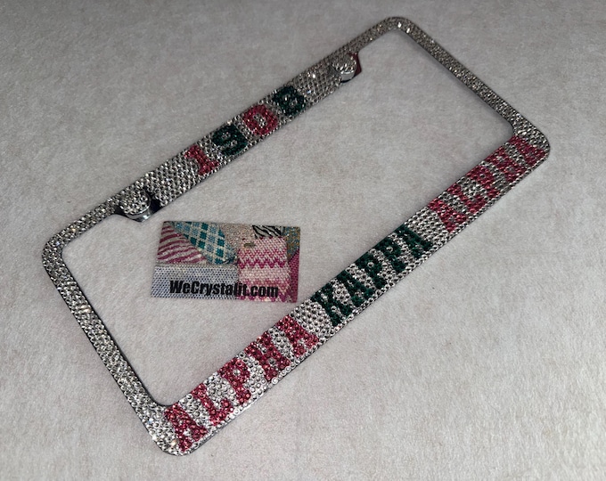 ALPHA KAPPA ALPHA 1908 Crystal Sparkle Auto Bling Rhinestone  License Plate Frame with Swarovski Elements Made by WeCrystalIt