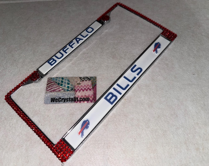 Bills License Red Crystal Buffalo Sport football Frame Sparkle Auto Bling Rhinestone Plate Frame with Swarovski Elements Made by WeCrystalIt