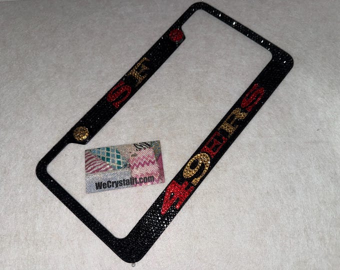 San Francisco 49ers 49 ers Crystal Sparkle Auto Bling Rhinestone License Plate Frame with Swarovski Elements Made by WeCrystalIt