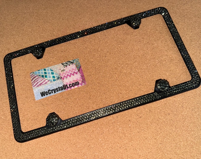 Black Diamond Gray 3 Row Black Frame Crystal Sparkle Auto Bling Rhinestone  License Plate Frame with Swarovski Elements Made by WeCrystalIt