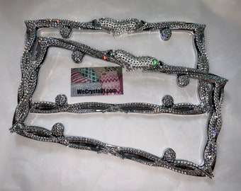 SET of 2 Rocker Heart Crystal Sparkle Auto Bling Rhinestone  License Plate Frame with Swarovski Elements Made by WeCrystalIt