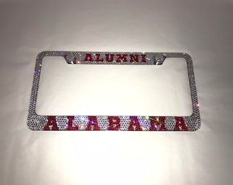 Alabama Alumni Crystal Sparkle Auto Bling Rhinestone License Plate Frame with Swarovski Elements Made by WeCrystalIt