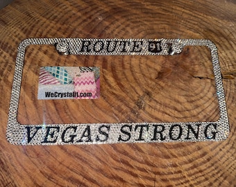 Route 91 Vegas Strong Crystal Sparkle Auto Bling Rhinestone  License Plate Frame with Swarovski Elements Made by WeCrystalIt