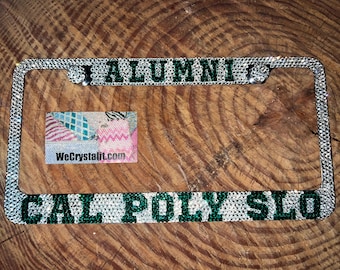 Cal Poly Slo Alumni Crystal Sparkle Auto Bling Rhinestone  License Plate Frame with Swarovski Elements Made by WeCrystalIt