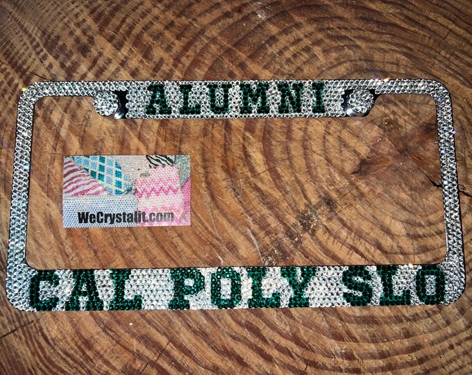 Cal Poly Slo Alumni Crystal Sparkle Auto Bling Rhinestone  License Plate Frame with Swarovski Elements Made by WeCrystalIt