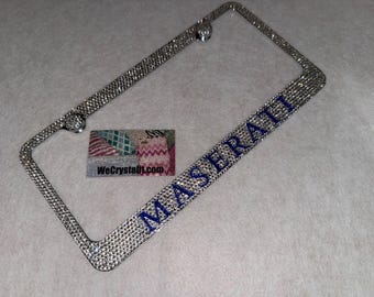 Maserati Crystal Sparkle Auto Bling Rhinestone  License Plate Frame with Swarovski Elements Made by WeCrystalIt