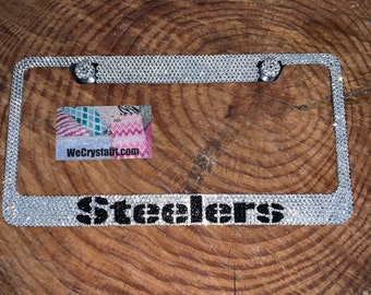 Steelers Crystal Sparkle Auto Bling Rhinestone  License Plate Frame with Swarovski Elements Made by WeCrystalIt