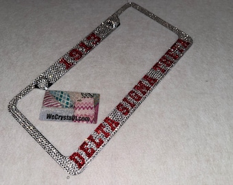 Delta Sigma Theta 1913 Crystal Sparkle Auto Bling Rhinestone  License Plate Frame with Swarovski Elements Made by WeCrystalIt