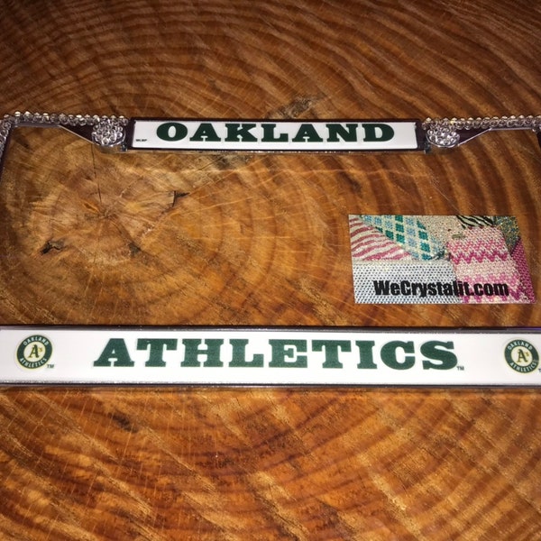 Oakland License Crystal Athletics Baseball Frame Sparkle Auto Bling Rhinestone Plate Frame with Swarovski Elements Made by WeCrystalIt