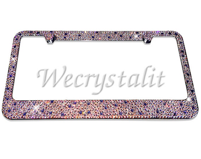 AB WITH AMETHYST Crystal Sparkle Auto Bling Rhinestone  License Plate Frame with Swarovski Elements Made by WeCrystalIt