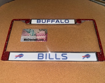 Bills License Red Crystal Buffalo Sport football Frame Sparkle Auto Bling Rhinestone Plate Frame with Swarovski Elements Made by WeCrystalIt