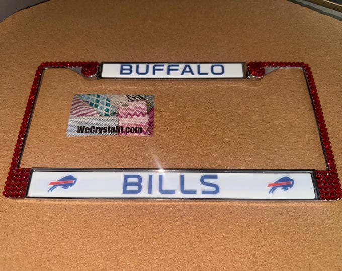 Bills License Red Crystal Buffalo Sport football Frame Sparkle Auto Bling Rhinestone Plate Frame with Swarovski Elements Made by WeCrystalIt