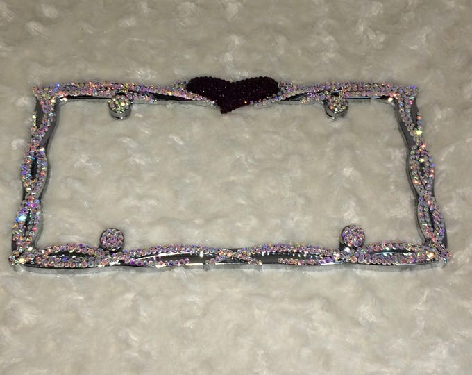 Rocker Heart Crystal Sparkle Auto Bling Rhinestone  License Plate Frame with Swarovski Elements Made by WeCrystalIt