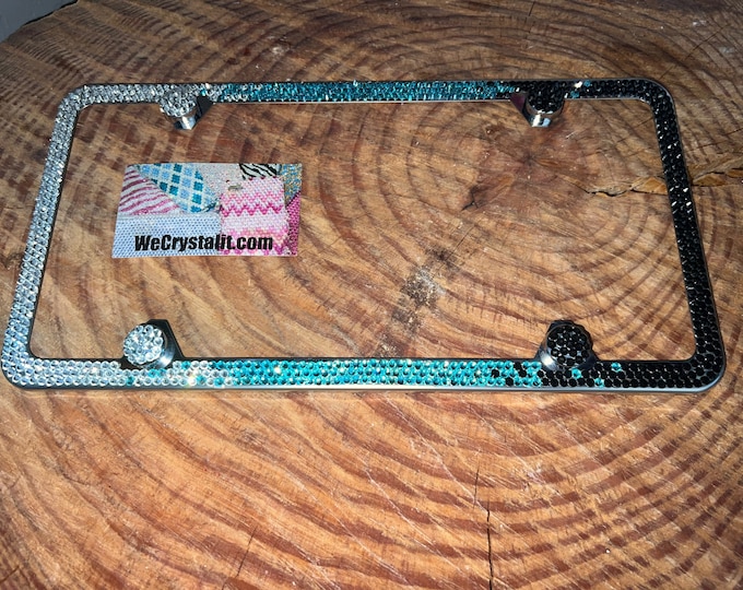 3 Color Fade Ombré Sparkle Auto Bling Rhinestone  License Plate Frame with Swarovski Elements Made by WeCrystalIt