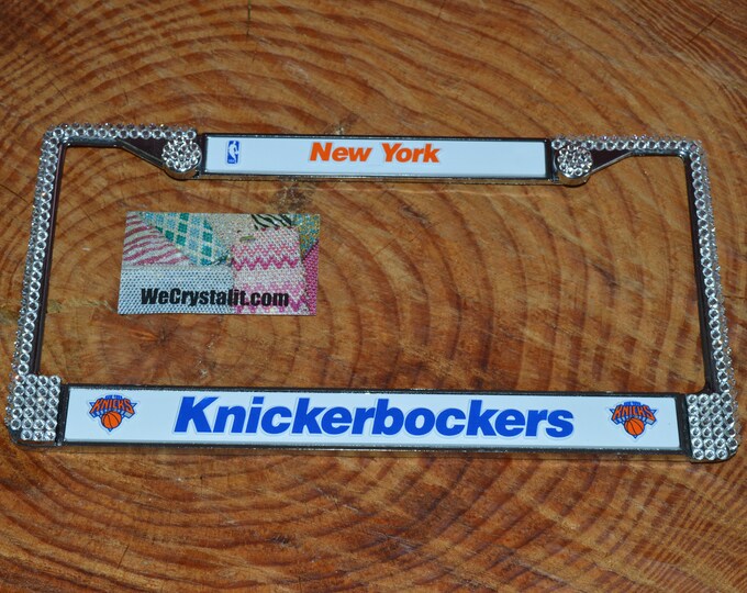 New York Knickerbockers Sport Frame Crystal Sparkle Auto Bling Rhinestone License Plate Frame with Swarovski Element made WeCrystalIt