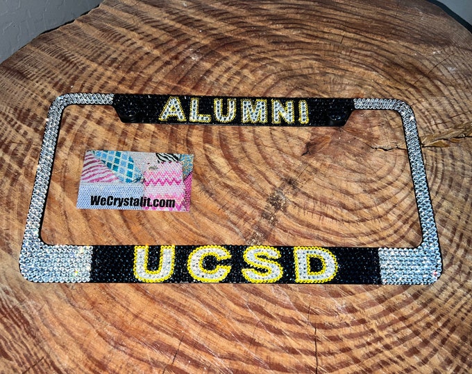 Alumni UCSD Crystal Sparkle Auto Bling Rhinestone  License Plate Frame with Swarovski Elements Made by WeCrystalIt