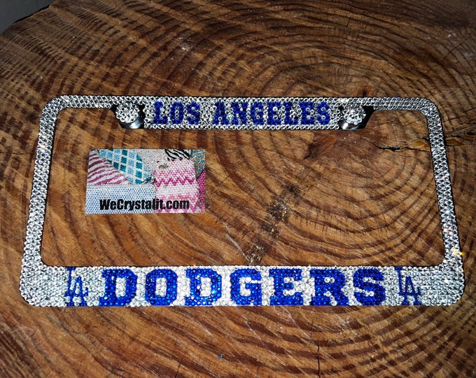 LA Dodgers Crystal Sparkle Auto Bling Rhinestone  License Plate Frame with Swarovski Elements Made by WeCrystalIt