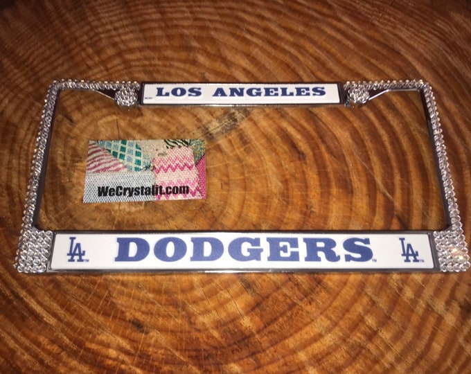 Los Angeles Dodgers License Clear Crystal Sport baseball Frame Sparkle Auto Bling Rhinestone Plate Frame with Swarovski Elements Made WeCrys