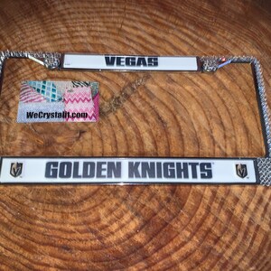 Golden Knights License Crystal Las Vegas Sport Silver Frame Sparkle Auto Bling Rhinestone Plate Frame with Swarovski Elements Made by WeCrys