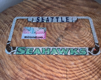 Seattle Seahawks Sparkle Auto Bling Rhinestone  License Plate Frame with Swarovski Elements Made by WeCrystalIt