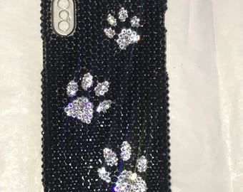 Puppy IPhone 12 max pro Swarovski Puppy Paws Crystal Sparkle Phone Case Bling Rhinestone Made with Swarovski crystal Elements by WeCrystalIt