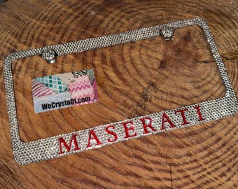 Maserati Crystal Sparkle Auto Bling Rhinestone  License Plate Frame with Swarovski Elements Made by WeCrystalIt