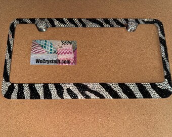 Zebra Crystal Sparkle Auto Bling Rhinestone  License Plate Frame with Swarovski Elements Made by WeCrystalIt